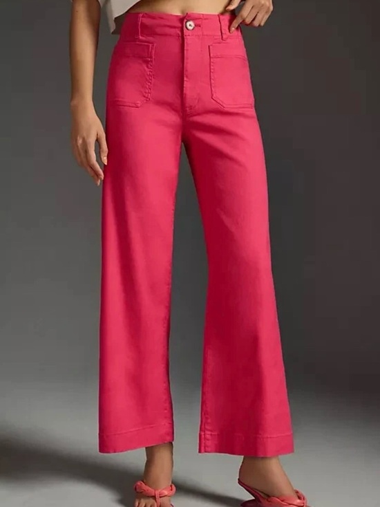 Anthropologie Pants - Maeve Anthropologie Colette Pink Wide Leg Ankle Pants Womens 25